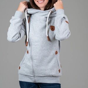 Wanakome Athena Light Heather Gray Full Zip Hoodie Size S